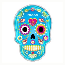 Magneto de acrílico en forma de calavera, 6 colores. Souvenir de la Ciudad de México, CDMX.