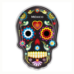 Magneto de acrílico en forma de calavera, 6 colores. Souvenir de la Ciudad de México, CDMX.