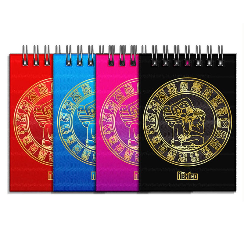 Libreta de apunte con la ilustracion del Calendario Maya, emblemático de la cultura Maya en México. Souvenir y recuerdo de Méxic