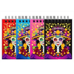 Libreta de apunte con ilustracion de una catrina, típica del día de muertos. Souvenir y recuerdo de la Ciudad de México, CDMX.