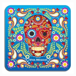 Set de 4 portavasos calavera, típico del día de muertos en México, Recuerdo de la Ciudad de México, CDMX.