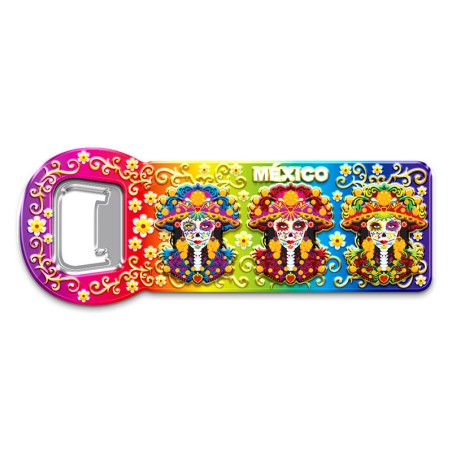 Destapador Metal catrina, Dia de muerto, souvenir y recuerdo México.