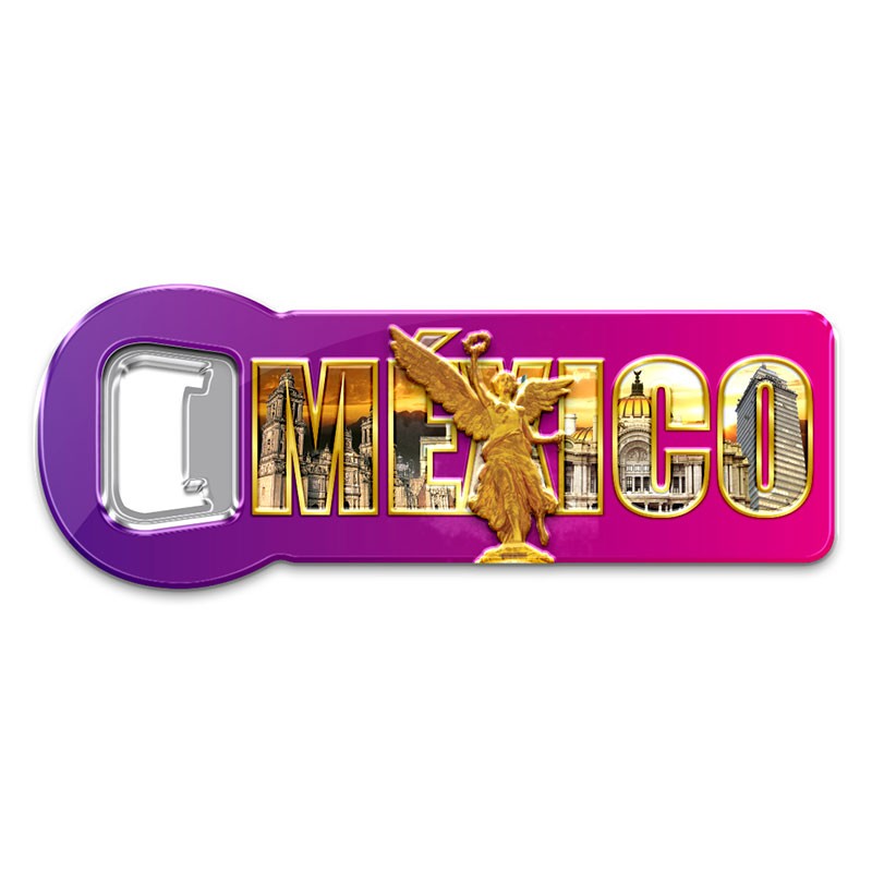 Destapador de metal "México" con el Angel souvenir y recuerdo México.