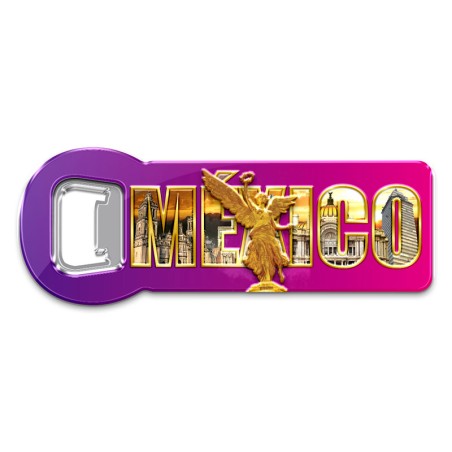 Destapador de metal "México" con el Angel souvenir y recuerdo México.