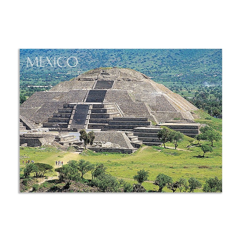 Tarjeta postal de Teotihuacan y de la pirámide de La Luna, souvenir y recuerdo de la Ciudad de México, CDMX.
