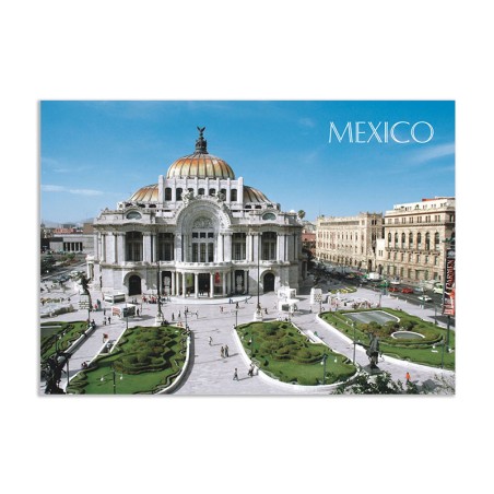 Tarjeta postal con vista de Bellas Artes, souvenir y recuerdo de la Ciudad de México, CDMX.