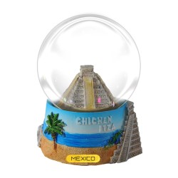 Esfera de nieve Pirámide de Chichen Itzá. Souvenir de la Ciudad de México, CDMX.