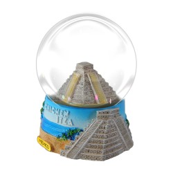 Esfera de nieve Pirámide de Chichen Itzá. Souvenir de la Ciudad de México, CDMX.
