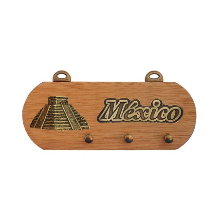 Portallave con la ilustración de la pirámide de Chichen Itzá. Souvenir de la Ciudad de México, CDMX.