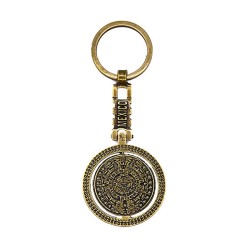 Llavero giratorio de latón con el calendario azteca. Souvenir de la Ciudad de México, CDMX.