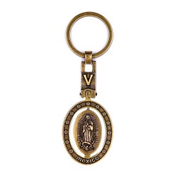 Llavero de latón letra V con Virgen de Guadalupe, souvenir o regalo de México, CDMX
