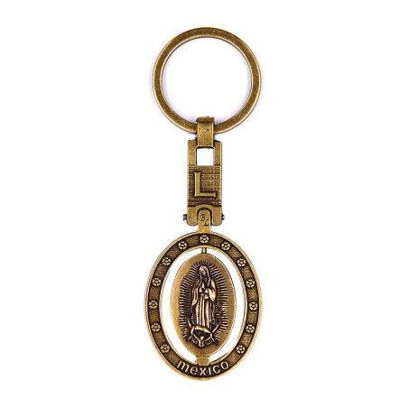 Llavero de latón letra L con Virgen de Guadalupe, souvenir o regalo de México, CDMX