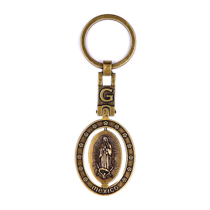 Llavero de latón letra G con Virgen de Guadalupe, souvenir o regalo de México, CDMX