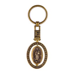 Llavero de latón letra F con Virgen de Guadalupe, souvenir o regalo de México, CDMX