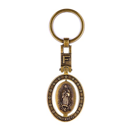 Llavero de latón letra F con Virgen de Guadalupe, souvenir o regalo de México, CDMX