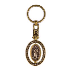 Llavero de latón letra B con Virgen de Guadalupe, souvenir o regalo de México, CDMX