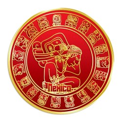 Set de 4 portavasos Calendario Maya, emblemático de la cultura maya, Souvenir de la Ciudad de México.