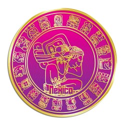 Set de 4 portavasos Calendario Maya, emblemático de la cultura maya, Souvenir de la Ciudad de México.