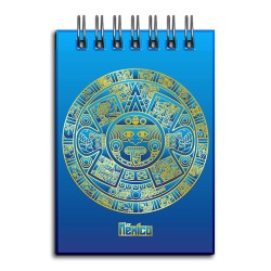 Libreta de apunte con la ilustracion del Calendario Azteca, emblemático de la cultura prehispánica en México. Souvenir y recuerd