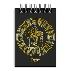 Libreta de apunte con la ilustracion del Calendario Maya, emblemático de la cultura Maya en México. Souvenir y recuerdo de Méxic