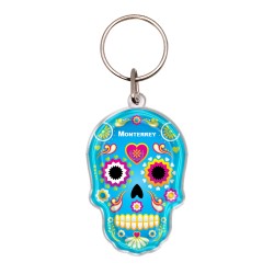 Llavero de acrílico calavera, tradición del día de muertos en Mexico. Souvenir y recuerdo de Monterrey.