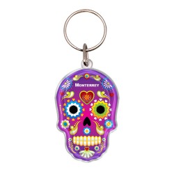 Llavero de acrílico calavera, tradición del día de muertos en Mexico. Souvenir y recuerdo de Monterrey.
