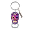 Llavero destapador de metal en forma de calavera. Souvenir de Monterrey, México.
