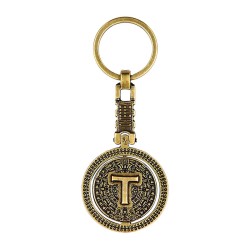 Llavero de latón con Calendario Azteca, souvenir o regalo de Monterrey.