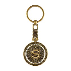 Llavero de latón con Calendario Azteca, souvenir o regalo de Monterrey.