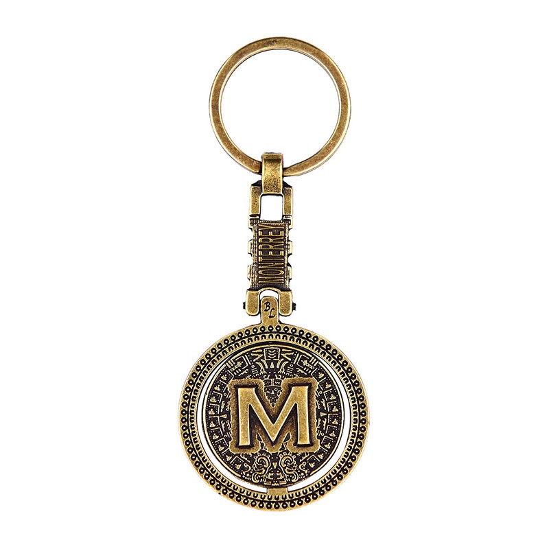 Llavero de latón con Calendario Azteca, souvenir o regalo de Monterrey.