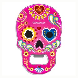 Magneto destapador de metal calavera. Souvenir de Oaxaca, México