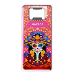 Destapador de metal con una catrina. Souvenir de Oaxaca, México.