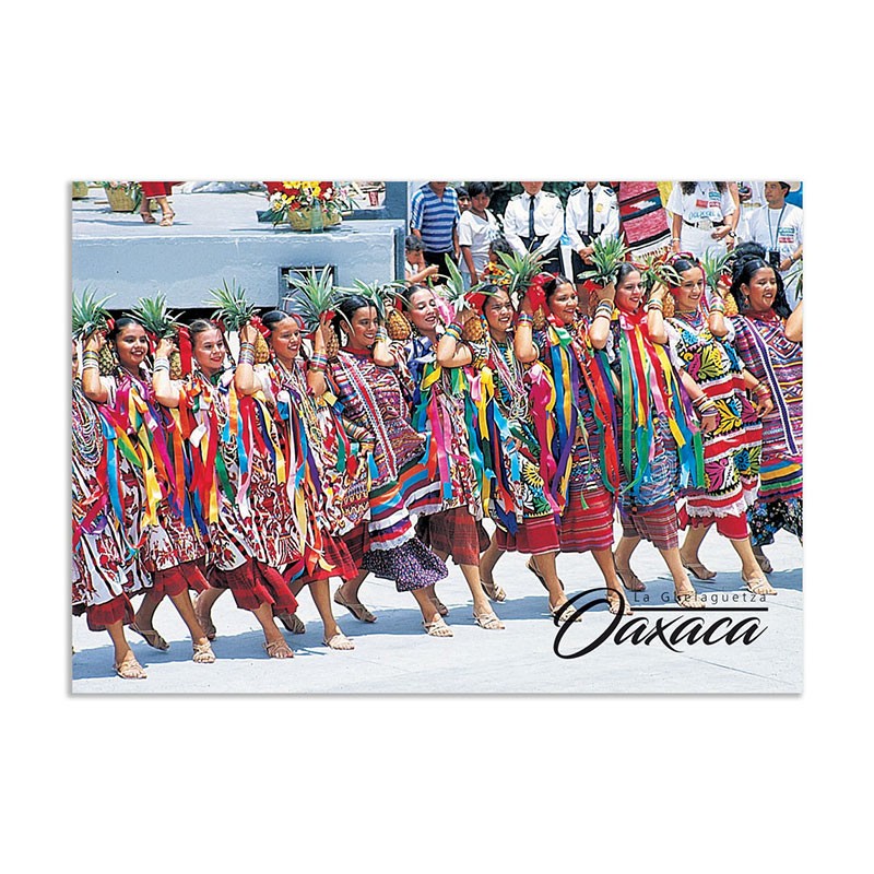 Tarjeta postal de la Guelaguetza, souvenir y recuerdo de Oaxaca,Mexico.