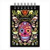 Libreta de apunte con ilustracion de una calavera, típica del dia de muertos. Souvenir y recuerdo de Puebla, Mexico.