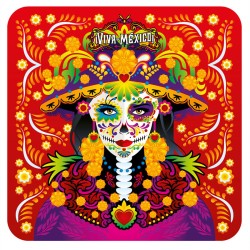 Set de 4 portavasos catrina, típico del día de muertos en Puebla, México.