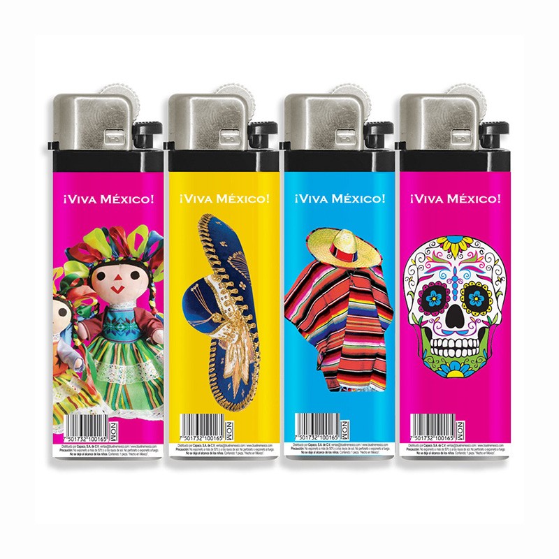 Encendedores Folklor shape de Mexico, souvenir y recuerdo de la Ciudad de Mexico.