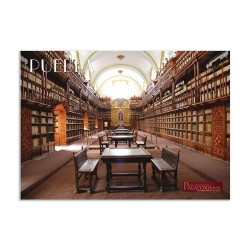 Tarjeta postal con una vista de la Biblioteca Palafoxiana, souvenir y recuerdo de Puebla, Mexico.