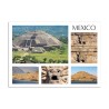 Tarjeta postal con varias vista de Teotihuacan, souvenir y recuerdo de Mexico.