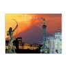 Tarjeta postal con los monumentos de la Ciudad de Mexico, souvenir y recuerdo de Mexico.