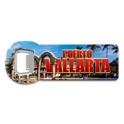Destapador de Metal Los Arcos, souvenir y recuerdo de Puerto Vallarta.