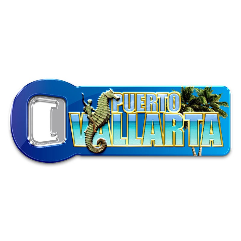 Destapador de metal souvenir y recuerdo de Puerto Vallarta.