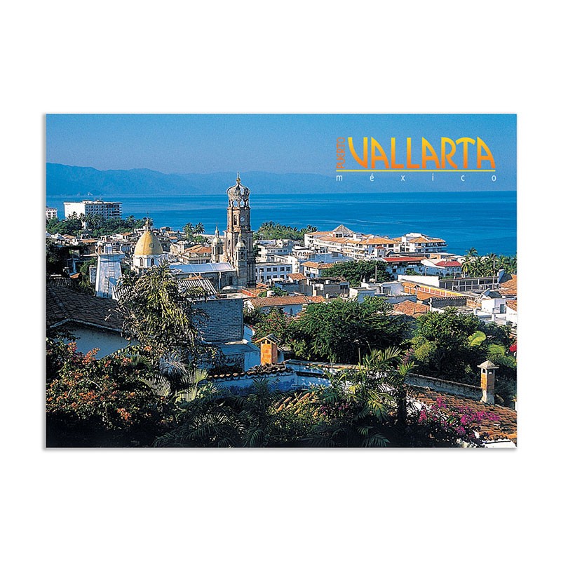 Tarjeta postal con vista del centro de Puerto Vallarta, souvenir y recuerdo de Puerto Vallarta, México