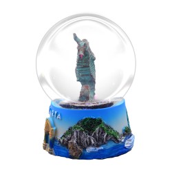 Esfera de nieve caballito de mar. Souvenir de Puerto Vallarta, México