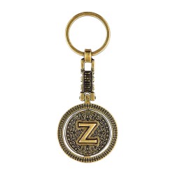 Llavero de latón letra Z con Calendario Azteca, souvenir o regalo de Puerto Vallarta México