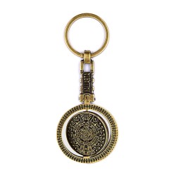 Llavero de latón letra W con Calendario Azteca, souvenir o regalo de Puerto Vallarta México