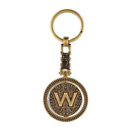 Llavero de latón letra W con Calendario Azteca, souvenir o regalo de Puerto Vallarta México