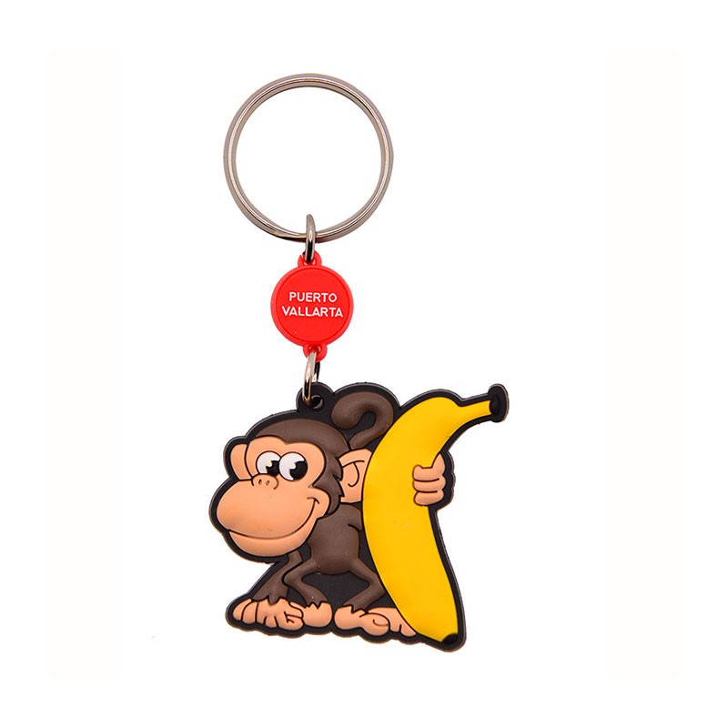 Llavero de playa pvc Mono Platano. Souvenir de Puerto Vallarta, México