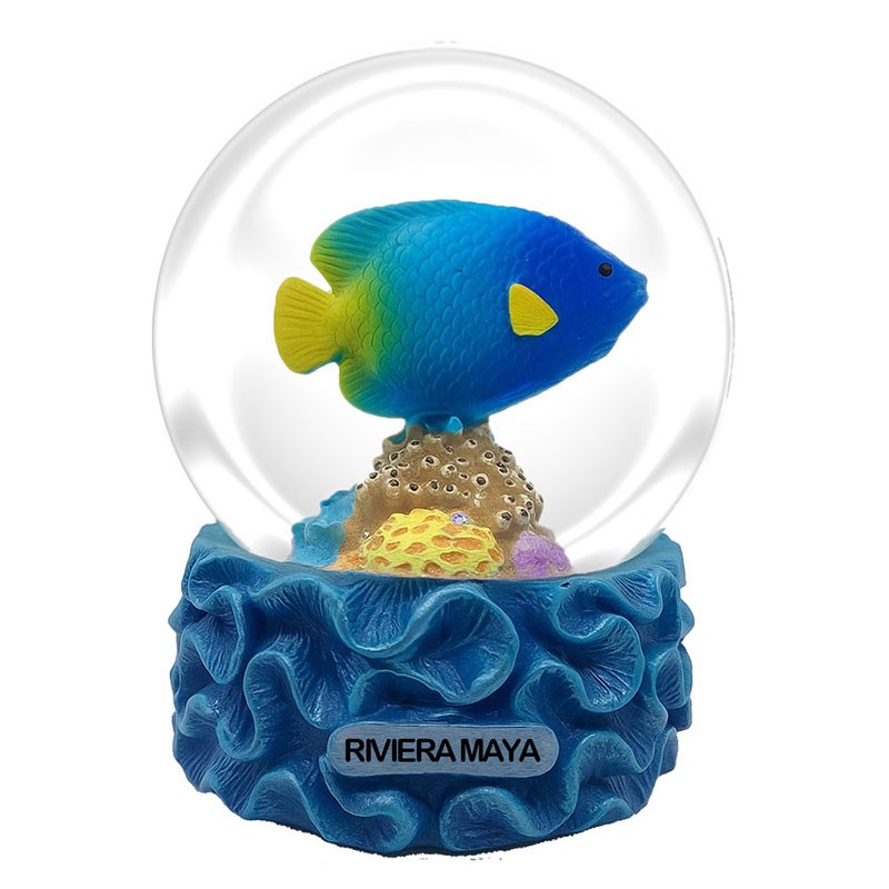 Esfera de nieve pez azul