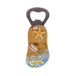 Magneto destapador de resina con acabado arena y figura de una chancla