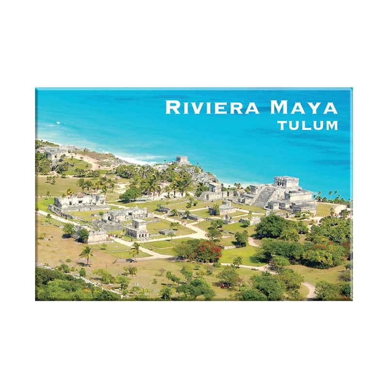 Fotoiman de la zona arqueologica de Tulum, souvenir y recuerdo de la Riviera Maya, Mexico